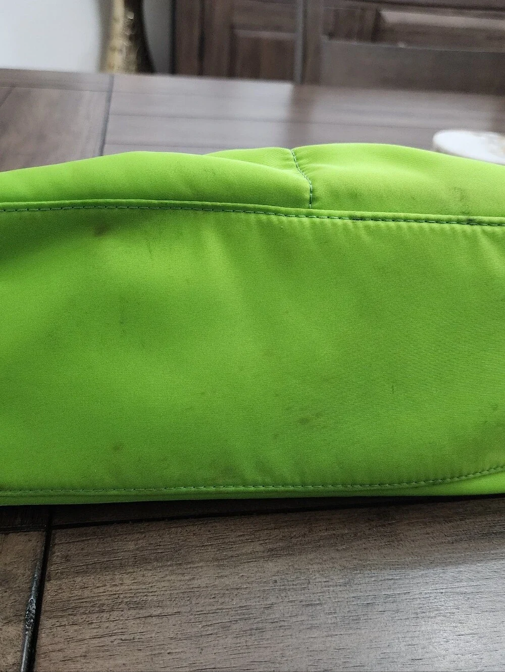Dooney & Bourke Lime Green Nylon Tote W Leather Zipper Pulls